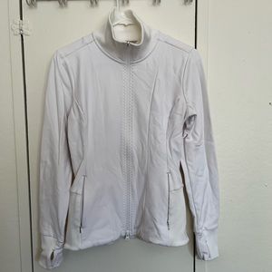 Athleta white zipped run fleece jacket